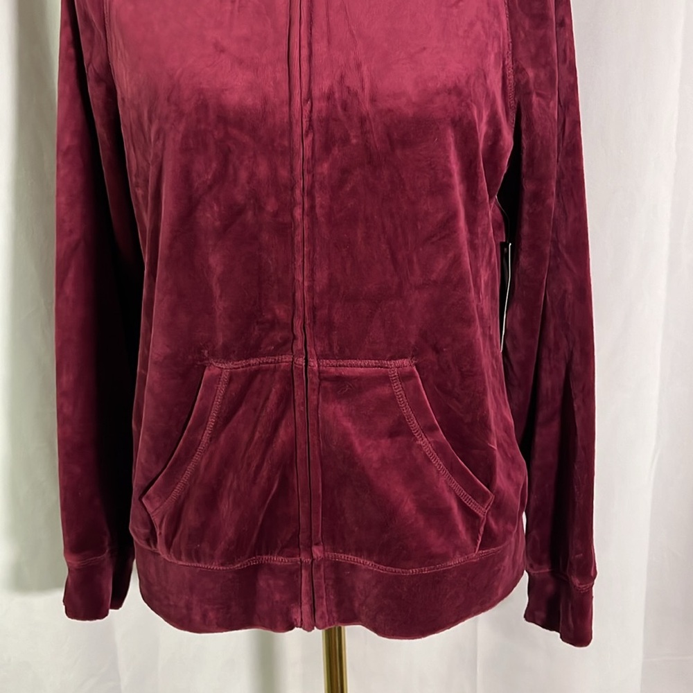 NWT Exertek French Merlot Red Zip Front Velour Jacket - Picture 7 of 16